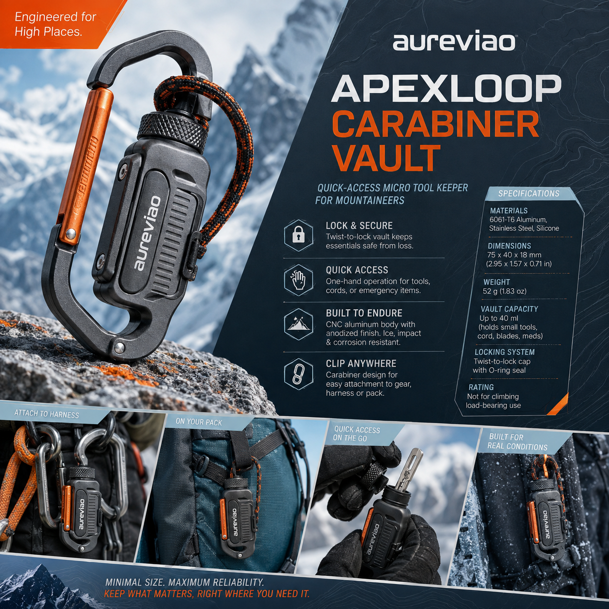 Aureviao™ ApexLoop Carabiner Vault