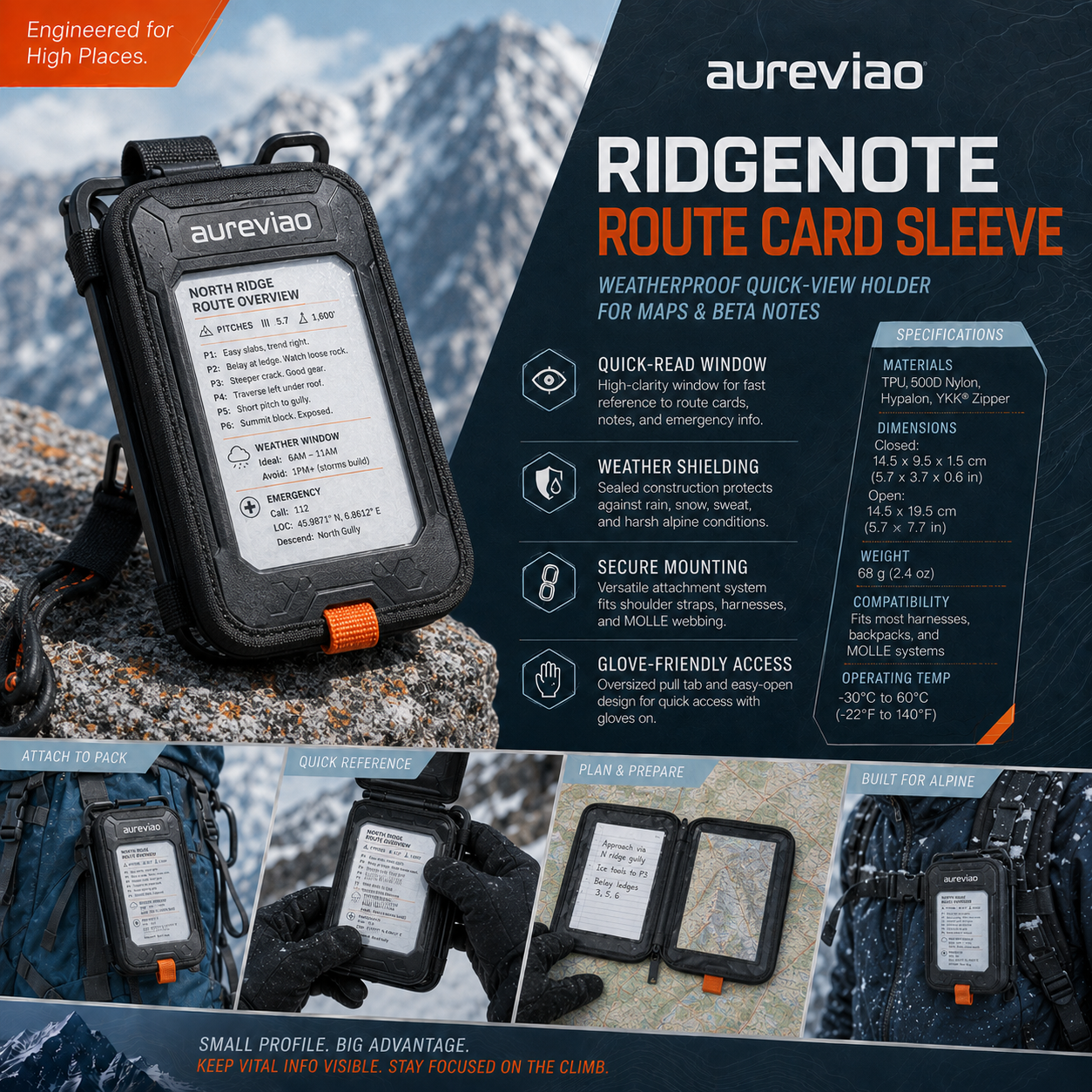 Aureviao™ RidgeNote Route Card Sleeve