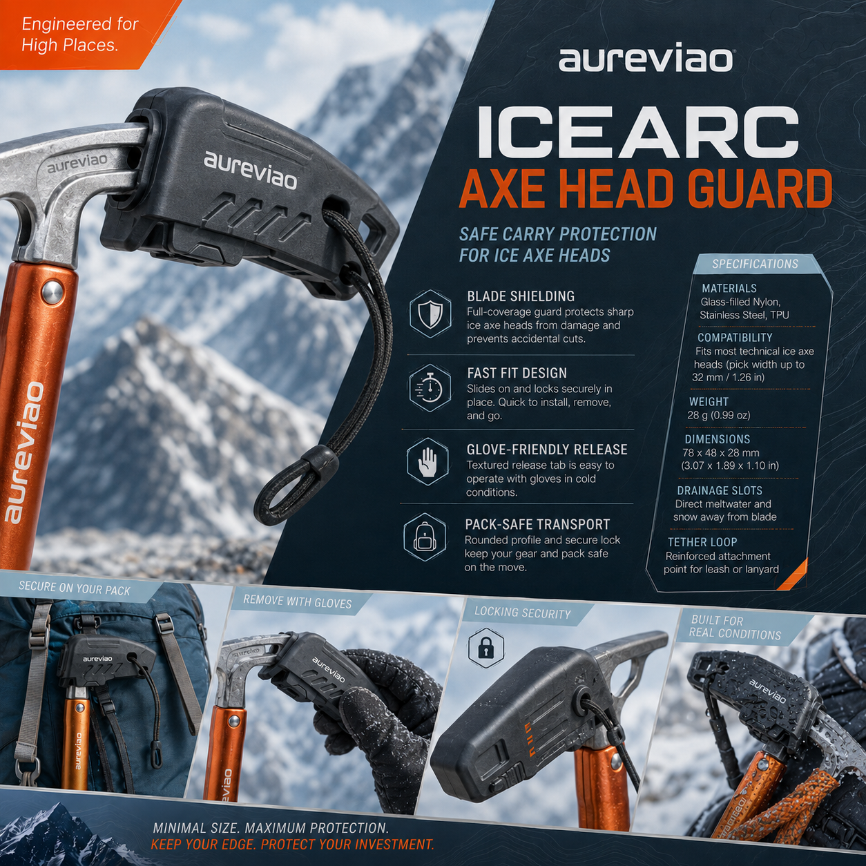 Aureviao™ IceArc Axe Head Guard